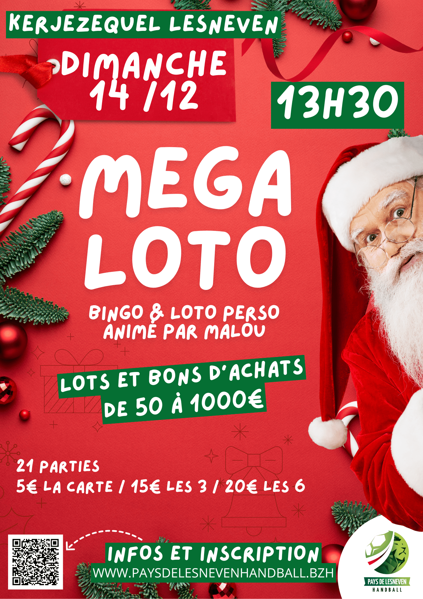 DEC Loto Noël Vert Rouge Min